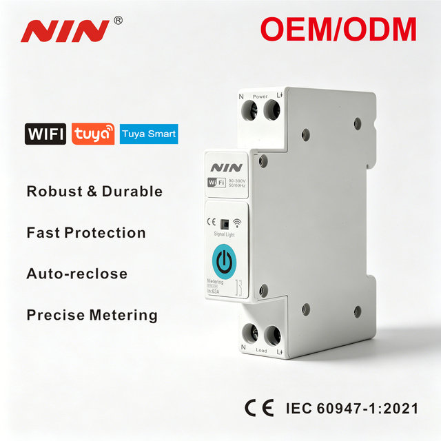 Single Phase AC 63A 8.8kVA 220V SVC LED Display Intelligent NP1-WIFI WiFi Voltage Protector MCB for Home Safety