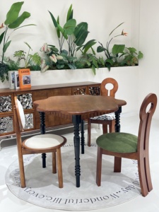 Modern <b>Dining</b> <b>Table</b> <b>Solid</b> <b>Wood</b> Base Irregular <b>Table</b> Can be Extended into a <b>Round</b> Design for Home and Hotel Use - Product Image 2