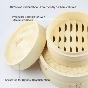 ตะกร้านึ่งอาหารทำจากไม้ไผ่ธรรมชาติโลโก้ออกแบบได้ตามต้องการ - Product Image 4