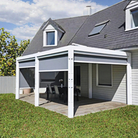 Pergola en aluminium avec toit métallique, gazebo d'extérieur, pavillon de patio avec rideaux et kit moustiquaire