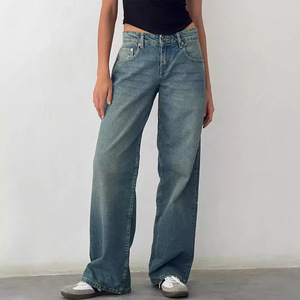<span class=keywords><strong>Jeans</strong></span> a Gamba Dritta di Alta Qualità per Donna, Nuovi Pantaloni in Denim Casual Morbidi a <span class=keywords><strong>Vita</strong></span> <span class=keywords><strong>Bassa</strong></span> e Gamba Larga - Product Image 4