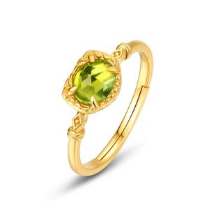 Delicato anello in argento Sterling 925 placcato oro con pietre preziose Petite regolabile semplice Birthstone anello peridoto naturale per le donne - Product Image 1