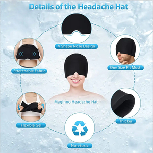 Topi es Gel padat untuk menghilangkan sakit kepala migren dan nyeri mata, penutup kepala fisioterapi pendingin yang dapat digunakan kembali. - Product Image 5