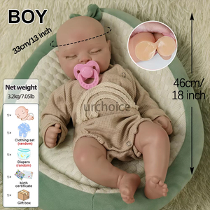 Poupées réalistes Reborn de 18 pouces, fille souriante et satisfaite, poupée réaliste en silicone nouveau-né avec cils, cadeau compagnon pour enfants - Product Image 5