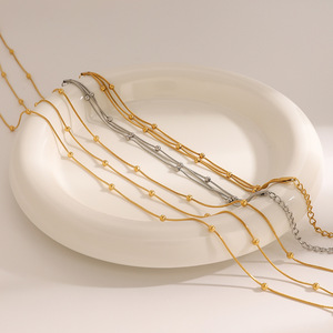 Yueli Three Layer <b>Beaded</b> Chain Necklace Stainless Steel Minimalist Design For Women Fashion Jewelry <b>Set</b> - Product Image 4