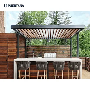 알루미늄 Pergola 방수 현대 15*15 전망대 4*4 Pergola 알루미늄 Pergola 직물 철회 가능한 Caport