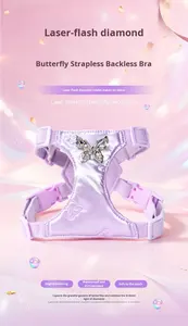 デザイナースタイル バタフライフラッシュ ドッグチェストバックハーネス 脱走防止 軽量 防水 ペットストラップ - Product Image 6