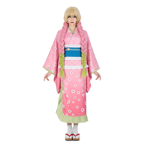 Disfraz de <span class=keywords><strong>Cosplay</strong></span> de Anime Demon Slayer, Kimono Rosa con Estampado Floral, Haori, Conjunto Completo de Halloween para Mujer Adulta, Vestido de Fiesta Temática de <span class=keywords><strong>Sakura</strong></span> de Poliéster - Product Image 1