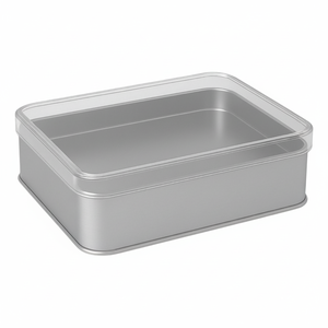 Kontensan Rectangle Tin Can 1/2 Lt Halva Metal <b>Container</b> Model L506 103x166mm X H36mm Turkey Origin Crystal Lid - Product Image 2