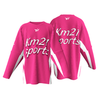 Maillots de hockey sur glace personnalisés avec logo OEM ODM, tailles XL 2XL, en polyester respirant, uniformes sublimés, antibactériens, avec drapeau