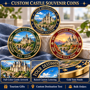 Custom Castle Souvenir Challenge Coins Full Color Landscape Gold Tone Personalized Tourism Commemorative Collectible Gifts - Product Image 3