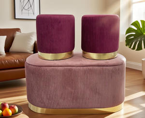 Ghế đệm nhung tiết kiệm không gian đa năng có ngăn chứa đồ, bộ 3 ghế, mọi màu sắc, ghế dài có ngăn chứa đồ, ghế đôn - Product Image 4