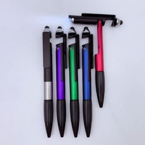 Novelty Design Multifunction Phone Holder <b>Ball</b> <b>Led</b> Stylus Ballpoint Pen With Custom Logo - Product Image 1