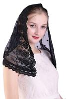 Voile de chapelle noir en dentelle florale pour femme, couvre-chef gothique pour mariage et Halloween, style espagnol, look élégant et chic