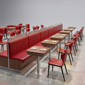 Modern Panel Wood <b>Restaurant</b> Coffee Shop Hotel Furniture-Commercial Use Durable Easy Clean 4-Seater Dining <b>Set</b> 3-Year Warranty - Product Image 1