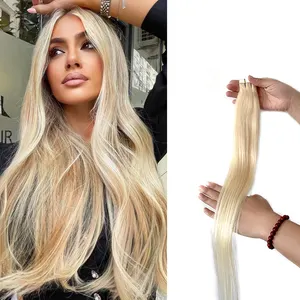 Cinta en extensiones de cabello Cabello humano 613 Bleach Blonde 100 g/paquete 40 piezas Extensiones de cabello liso y sedoso para mujeres de moda