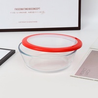 Plat à fruits rond en verre trempé Hxglass, 0,8 L, 1,4 L, 2,4 L, 3,7 L, avec couvercle, pour micro-ondes, vente en gros