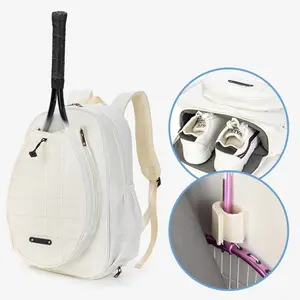 Mochila de tênis de mochila de badminton com bolso para sapatos, mochila de poliéster acolchoada de fábrica unissex para academia, OEM, BSCI