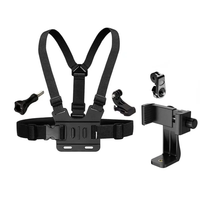 1 Support Réglable pour Téléphone avec Sangle de Poitrine pour Caméra Sportive, Téléphone Portable, Appareil Photo, Support et Accessoire Noir