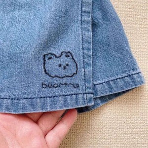 Culottes in denim <span class=keywords><strong>di</strong></span> cotone per bambine, Collezione Primavera Estate 2026, Stile coreano, <span class=keywords><strong>Pantaloncini</strong></span> a gonna per bambini, Carini, Casual, Stile occidentale, Tinta unita - Product Image 4