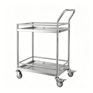 Chariot de service mobile à 3 niveaux en acier inoxydable avec roues verrouillables, qualité professionnelle pour hôtel et cafétéria - Product Image 1