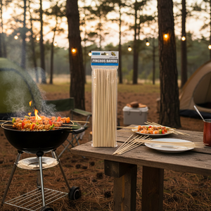 All'ingrosso 30CM spiedini di bambù 100PC Pack sicuro per campeggio all'aperto a forma di pagaia lunga per grigliare e barbecue - Product Image 3