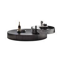 Table basse de luxe moderne italienne, ovale, plateau en verre, base en acier inoxydable, salon contemporain, bureau, table de centre design