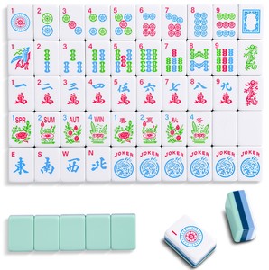 Fichas de Mahjong Americanas Verdes Personalizadas, 160 Fichas de Mahjong Acrílicas Verdes en Capas, Mahjong Estándar para Fiestas - Product Image 1