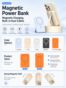 Batterie externe magnétique sans fil HYTO à charge rapide bidirectionnelle 10000 mAh 15 W <span class=keywords><strong>avec</strong></span> câble intégré, support dissimulé, logo personnalisé - Product Image 2