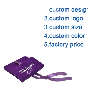 Pochette d'emballage promotionnelle pour bijoux, personnalisée, en suède violet avec doublure en satin, pour collier, bracelet, bague - Product Image 2