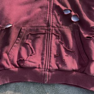 Sudadera con capucha extragrande personalizada con bordado, de doble capa, estilo waffle, con efecto desgastado, al por mayor, con cremallera y lavado ácido para hombre - Product Image 5