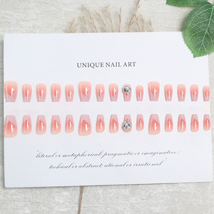 <span class=keywords><strong>Uñas</strong></span> Postizas de Diamantes en Racimo Francés <span class=keywords><strong>Diagonal</strong></span> Rosa Nude al por Mayor, Elegantes <span class=keywords><strong>Uñas</strong></span> Postizas de Lujo para Novia, Forma Ballerina Mediana - Product Image 4