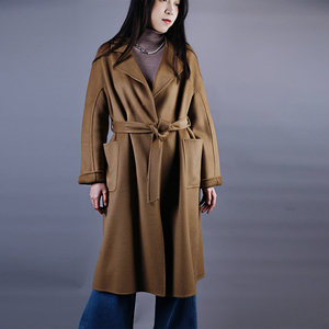 Ventes en gros de manteaux en cachemire double face pour femmes, plusieurs couleurs, élégant manteau d'hiver, manteau en laine mélangée, drapé, grande taille - Product Image 5