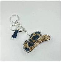 Pendentif orné de strass scintillants à motif léopard noir avec pompons, ornement suspendu de haute qualité, porte-clés le plus vendu