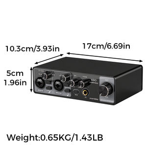 Nouveau MQ22 professionnel 2 canaux USB professionnel Studio carte son enregistrement 24 bits 192Khz <span class=keywords><strong>Interface</strong></span> Audio pour la diffusion en direct - Product Image 2