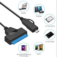 Kabel Komputer Totata USB 3.0 Pria, Kabel Komputer untuk Hard Disk 2 In 1 dan Tipe C Male