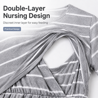 Nouvelles Robes d'Allaitement Rayées en Gros pour Femmes Enceintes, Robes Décontractées à Manches Courtes pour Gravides, Pyjamas Post-partum