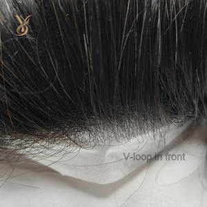 Wig lem sistem penggantian, rambut palsu dasar kulit Pu pria - Product Image 2