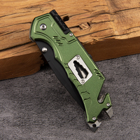 Couteau pliant multifonction avec manche en aluminium, lame semi-dentelée, brise-vitre, coupe-ceinture de sécurité, outil EDC pour l'extérieur
