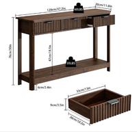 Table console en MDF cannelé à 3 tiroirs, éco-responsable, modulaire, avec pieds courbes étroits, 2 niveaux, style moderne farmhouse, pour couloir, entrée ou table de canapé