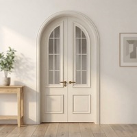 DEMEA Porte intérieure en bois à double vitrage cintrée de haute qualité pour salons, appartements et décoration intérieure moderne.