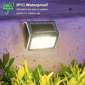Lampe solaire en acier inoxydable à 6 LED pour escalier, applique murale extérieure étanche, lampe de clôture, petite veilleuse - Product Image 2