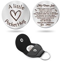 Pocket Hug fils fille maman papa porte-clés Souvenir métal inspirant porte-clés cadeau avec porte-clés jeton en cuir