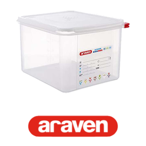 Bac alimentaire en polypropylène GN 1/2 32,5 × 26,5 × 20 h cm, avec couvercle, -40/+95 ° C Araven - Product Image 4