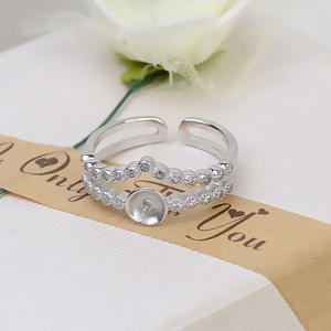 Anillo Abierto de Plata S925 para Mujer, Ajustable para Dedos 7-8, Joyería de Perlas con Accesorios DIY, Bandeja Vacía para Joyería 242 - Product Image 4