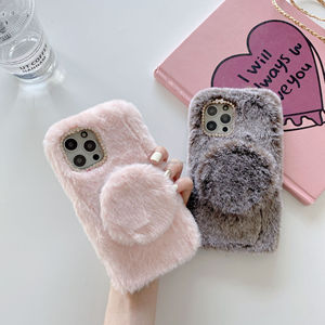 Custodia per telefono in peluche con specchio rimovibile, copertura in finta pelliccia soffice per <span class=keywords><strong>iPhone</strong></span> <span class=keywords><strong>5</strong></span> 6 7 8 X Xs 11 12 13 Pro Max - Ingrosso - Product Image 2
