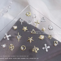 Paso Sico Accessoires de nail art en alliage, croix à cinq branches minimaliste incrustée de strass, best-seller transfrontalier