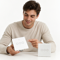 Interrupteur mural intelligent WiFi européen 3 voies 4 gangues avec panneau tactile en verre, compatible avec l'application Smart Life, domotique