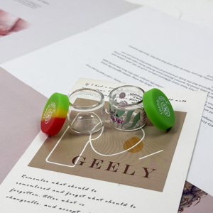 Perfil bajo personalizado 5ml 6ml almacenamiento redondo transparente contenedor hermético de borosilicato tapa de silicona 6ml tarro pequeño de silicona de vidrio - Product Image 2