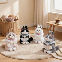 Adorable Peluche Chat Ragdoll en Polyester, Compagnon de Sommeil, Jouet en Peluche, Jouets pour Sac à Dos, Musique, Cadeau Saint-Valentin 31-50cm